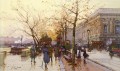 LES QUAIS DE PARIS Parisian gouache impressionism Eugene Galien Laloue